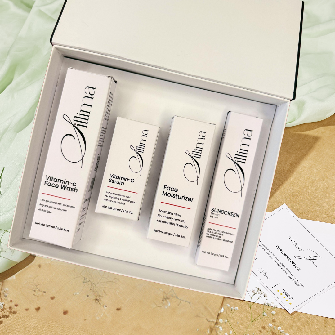 Vitamin C Facewash + Vitamin C Serum + Moisturizer + Sunscreen Gift Box - Sillima